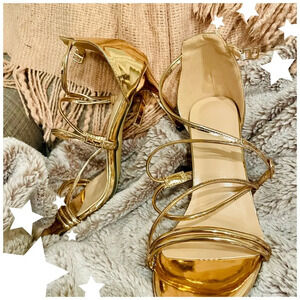 Elegant Gold Strappy Heels